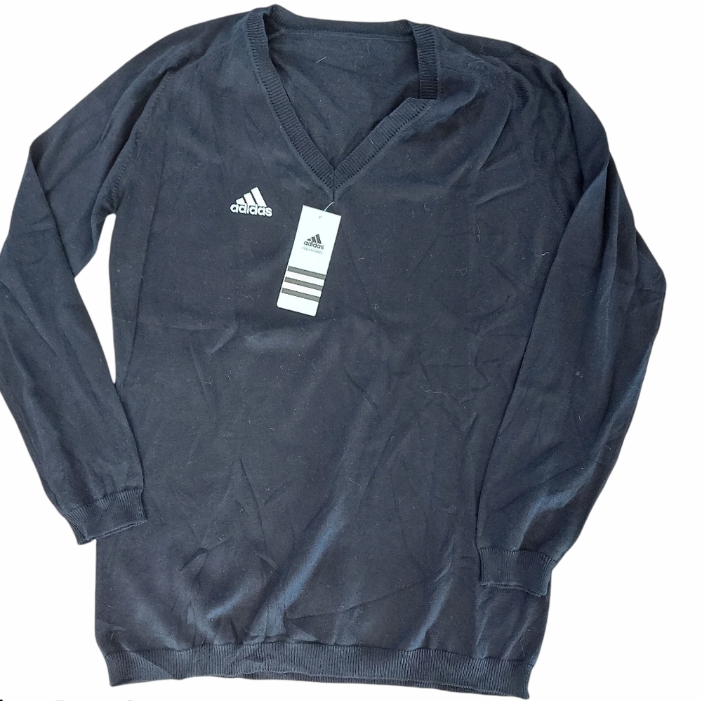 Adidas jumper black pullover sweater v neck